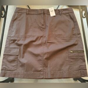 JJill stretch cargo skirt, color “peat” (dark taupe) size 12. NWT!